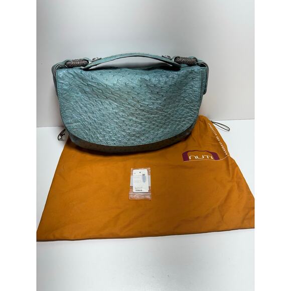 Nuti Genuine Ostrich Shoulder Hobo Handbag Made In Italy With Dust Bag Designer - Picture 1 of 12